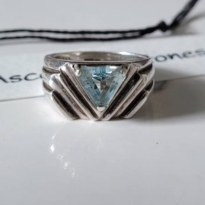Vintage Art Deco Ring ~ Aquamarine Deco Style Ring 925 Sterling size 7