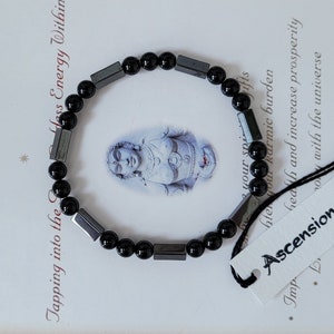 Men&#39;s Hematite ~ Black Tourmaline Bracelet ~ Genuine Untreated Therapeutic Quality Gemstone Energy Bracelet 6mm