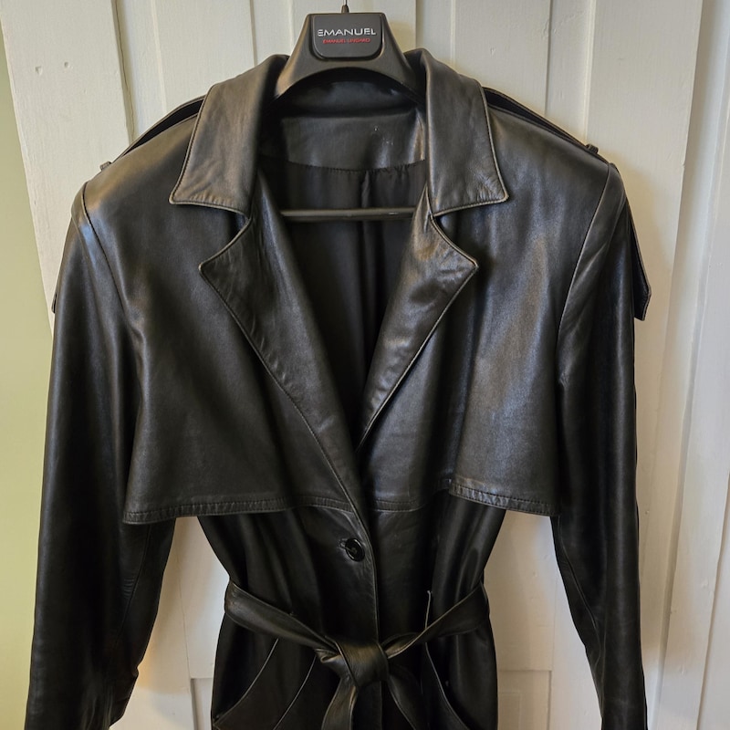 Leather Patchwork Loose Trench Coat