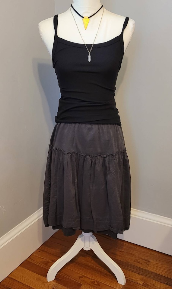Vintage Smoke Grey Skirt~ Cotton Double Lined Low… - image 1