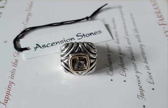 Vintage Large Statement Ring ~ Citrine Cushion St… - image 1