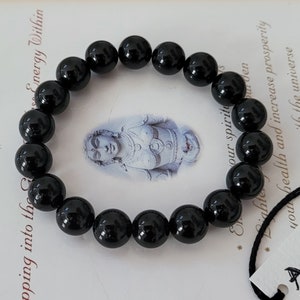 Zwarte toermalijn armband - echte onbehandelde therapeutische kwaliteit edelsteen energiearmband voor genezing 10 mm