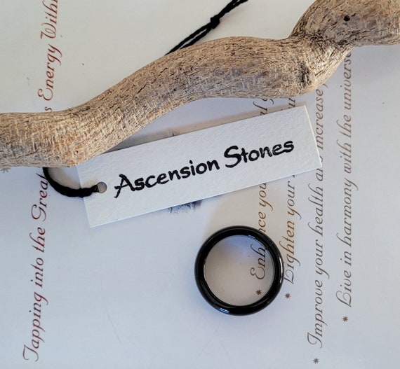 Vintage Black Obsidian Ring ~ Solid Wide Gemstone… - image 3