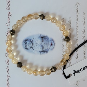 Men&#39;s Vintage Citrine Bracelet Genuine Untreated Non Heated - Solid Brass Beads ~ Therapeutic Quality Gemstone Energy Bracelet 6mm