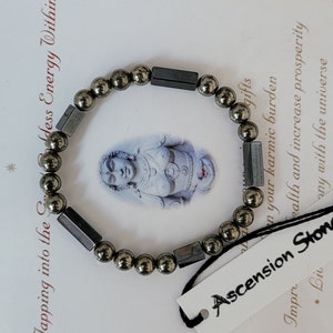 Bracciale da uomo in ematite non magnetico ~ pirite di ferro ~ Bracciale energetico con pietre preziose di qualità terapeutica non trattate originali da 6 mm