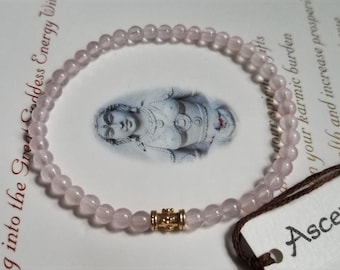 Vintage Madagascar Rose Quartz Bracelet  Genuine Untreated ~ Gold ~ Therapeutic Quality Gemstone Energy Minimalist Bracelet 4mm