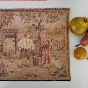 Vintage Small  French Tapestry Matt ~ Wall  Tapestry Home Décor Table Décor