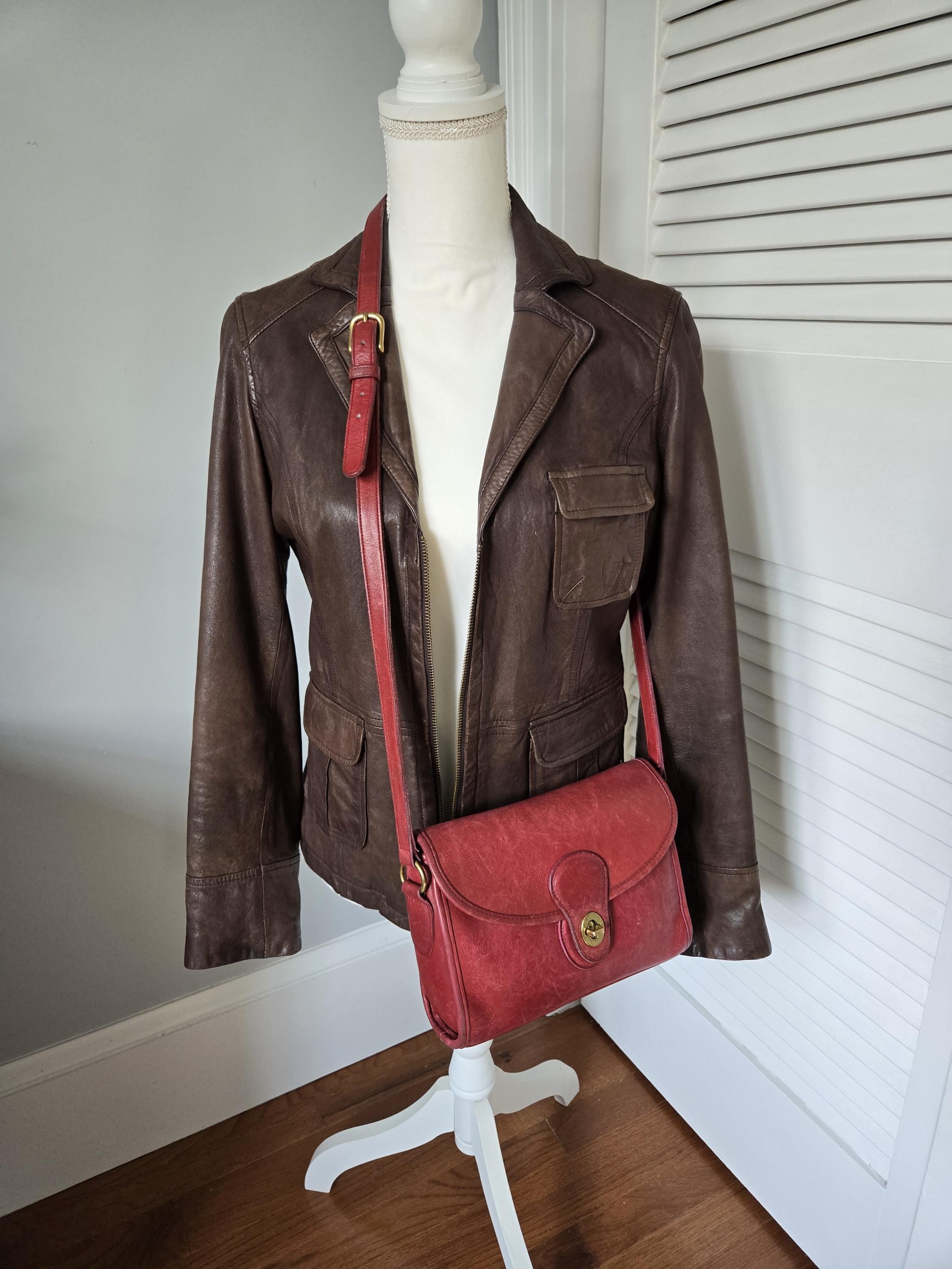 Vintage Brown Leather Jacket ~ Gap Chocolate Brown Distressed 