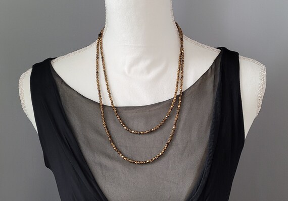 Vintage Black and Gold Beaded Necklace Bracelet W… - image 4