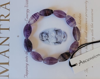 Antique Purple Rainbow Fluorite Unisex Bracelet ~ Genuine Untreated Therapeutic Quality Gemstone Energy Bracelet 12x8mm