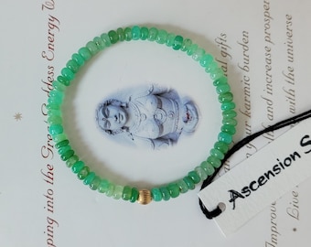 Antique  Chrysoprase Bracelet ~ Apple Green Gem Quality ~ Gold ~ Genuine Untreated Therapeutic Quality Gemstone Energy Bracelet 5mm