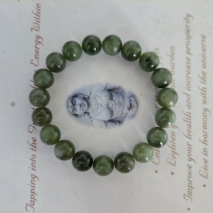 Vintage Nephrite Jade Bracelet ~ Green Jade Bracelet Genuine Untreated Therapeutic Quality 8mm
