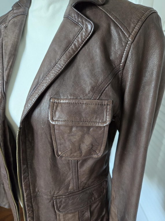 ジャケット・アウター 00s~ old gap leather jacket dark brown Vintage Brown Leather Jacket ~ Gap Chocolate Brown