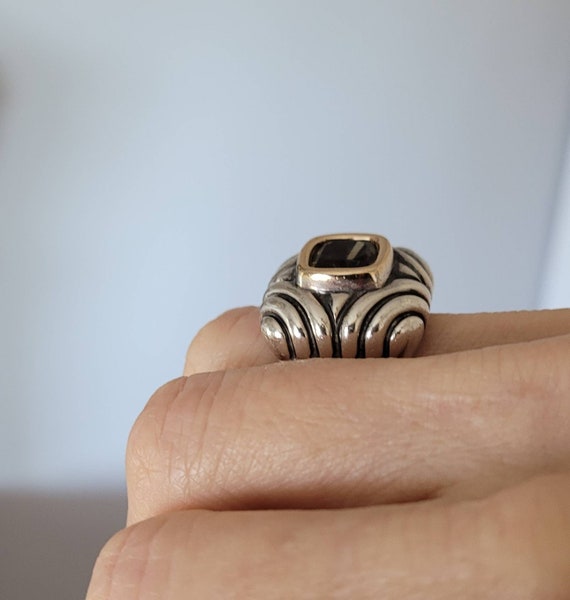 Vintage Large Statement Ring ~ Citrine Cushion St… - image 3