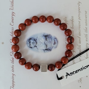 Antique Jasper Bracelet Exquisite ~ Brush Sterling ~ Genuine Untreated Therapeutic Quality Gemstone Energy Bracelet 8mm