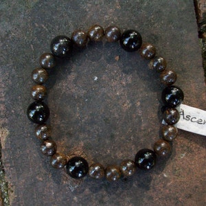 Men&#39;s  Bronzite -  Black Tourmaline - Genuine Untreated Therapeutic Quality Gemstone Bracelet for Healing 8-10mm