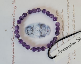 Vintage Amethyst Bracelet Madagascar ~ Sterling ~ Genuine Untreated Therapeutic Quality Gemstone Energy Bracelet 6mm