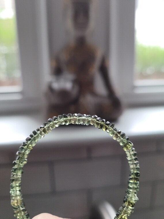 Vintage Moldavite Meteorite Black Tourmaline Anklet Unisex Gold