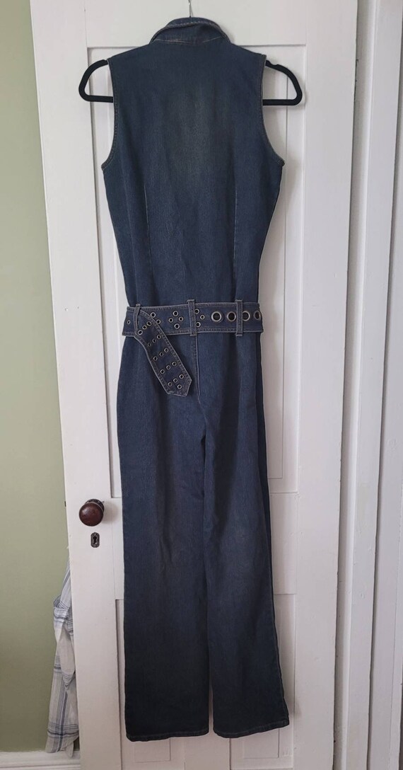 Vintage Y2K Denim Stretch Jumpsuit Boot Cut Brass H… Gem
