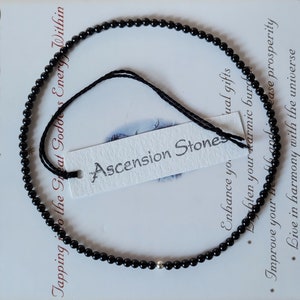 Black Tourmaline Unisex  Anklet- Genuine Untreated Therapeutic Quality Gemstone Energy Anklet for Healing 3mm