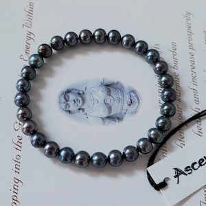 Vintage Honora Grau Perlen Armband Pfau Süßwasser Perle ~ Therapeutische Qualität Bio Edelstein Armband 6mm