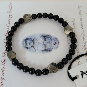 Black Tourmaline -  Pyrite Genuine Untreated Therapeutic Quality Gemstone Energy Bracelet For Healing 6mm
