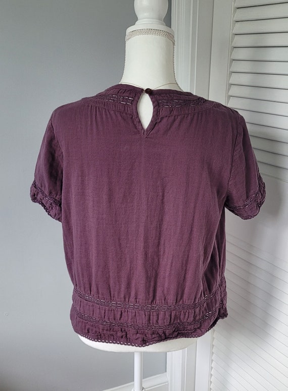 Vintage Cotton Pullover Shirt ~  Short Sleeve Pur… - image 3