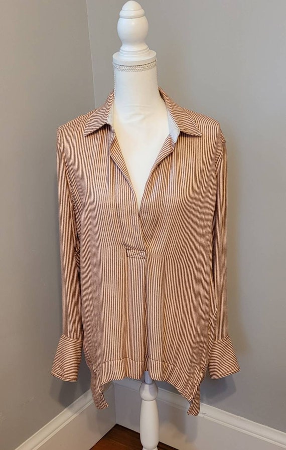 Vintage Free People Striped Pull Over Shirt Extra… - image 1