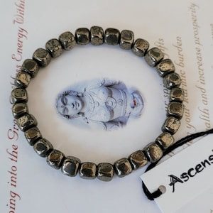 Men&#39;s Antique  Iron Pyrite Bracelet ~  Genuine Untreated Therapeutic Quality Gemstone Energy  Bracelet for Healing 6mm