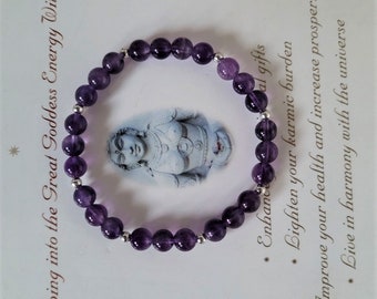 Amethyst  Bracelet ~ Sterling ~ Genuine Untreated Therapeutic Quality Gemstone Energy Bracelet 6mm