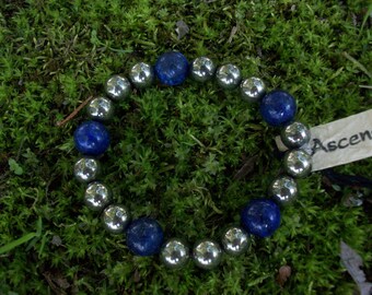 Bracciale Ematite Dorata E Lapislazzuli