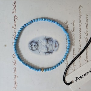Vintage Sleeping Beauty Turquoise Ankle Bracelet ~ Gold ~ Sterling  Micro Faceted Genuine Untreated Gemstone Energy Minimalist Anklet 3mm