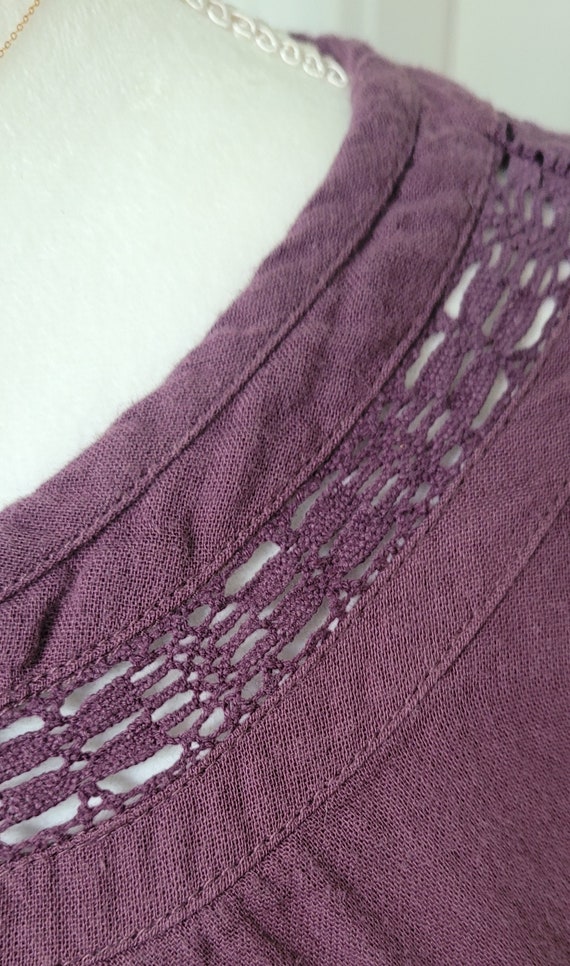Vintage Cotton Pullover Shirt ~  Short Sleeve Pur… - image 2