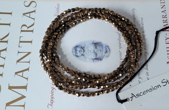 Vintage Black and Gold Beaded Necklace Bracelet W… - image 2