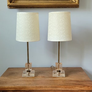 Vintage Glass Table Lamps ~ Art Nouveau Bedside Lamps Lace Shades 1930s