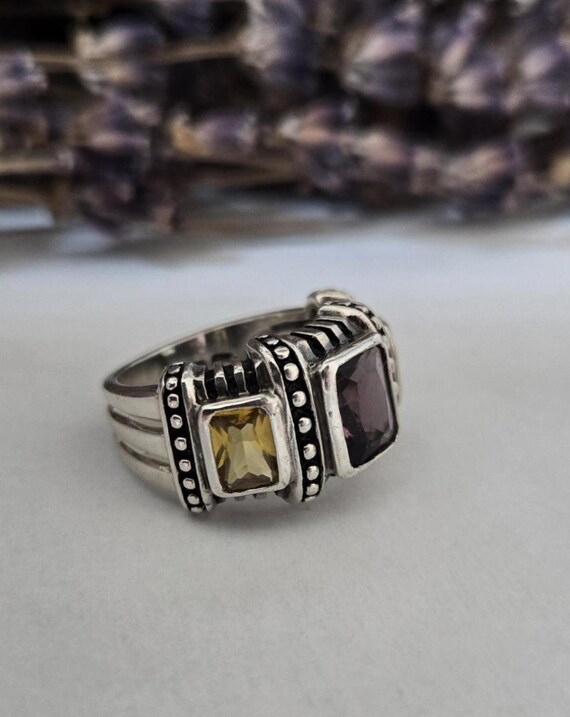 Vintage Gemstone Stone Statement Ring ~ Aquamarin… - image 5