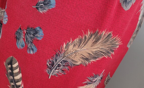Vintage Detailed Feather Skirt Hand Made Deep Red… - image 4
