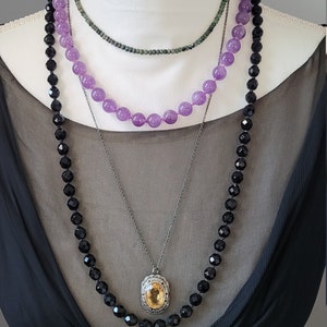 Antique Victorian Necklace Hand Cut Victorian French Black Jet Layering Necklace ( Glass) Beaded Necklace 8mm