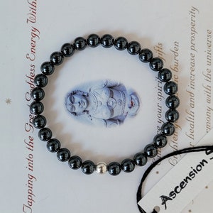 Hematite Non Magnetic Unisex Bracelet -  Sterling ~ Genuine Untreated  Therapeutic Quality Gemstone Bracelet for Healing 6mm