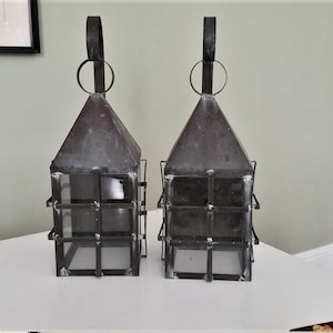 Antique Sconces Large Craftsman Style Rustic Copper and Metal Outdoor Wall Sconces Hand Forged with Glass Panes