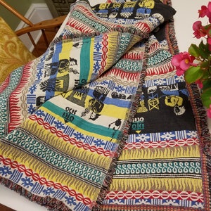 Antique Amish Twin Blanket Reversible Jacquard Coverlet, Circa 1900s, Cotton Woven Coverlet