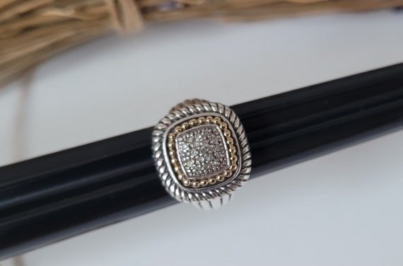 Diamond Square Statement Ring ~ Sterling Silver 1… - image 7