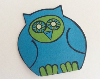 Vintage Standing Card, Owl, Color Pop