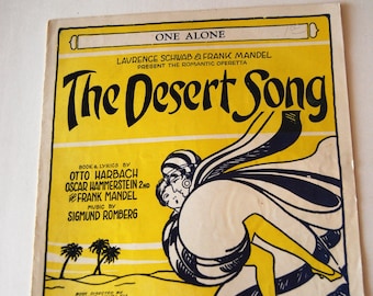 Vintage Sheet Music, One Alone, The Desert Song