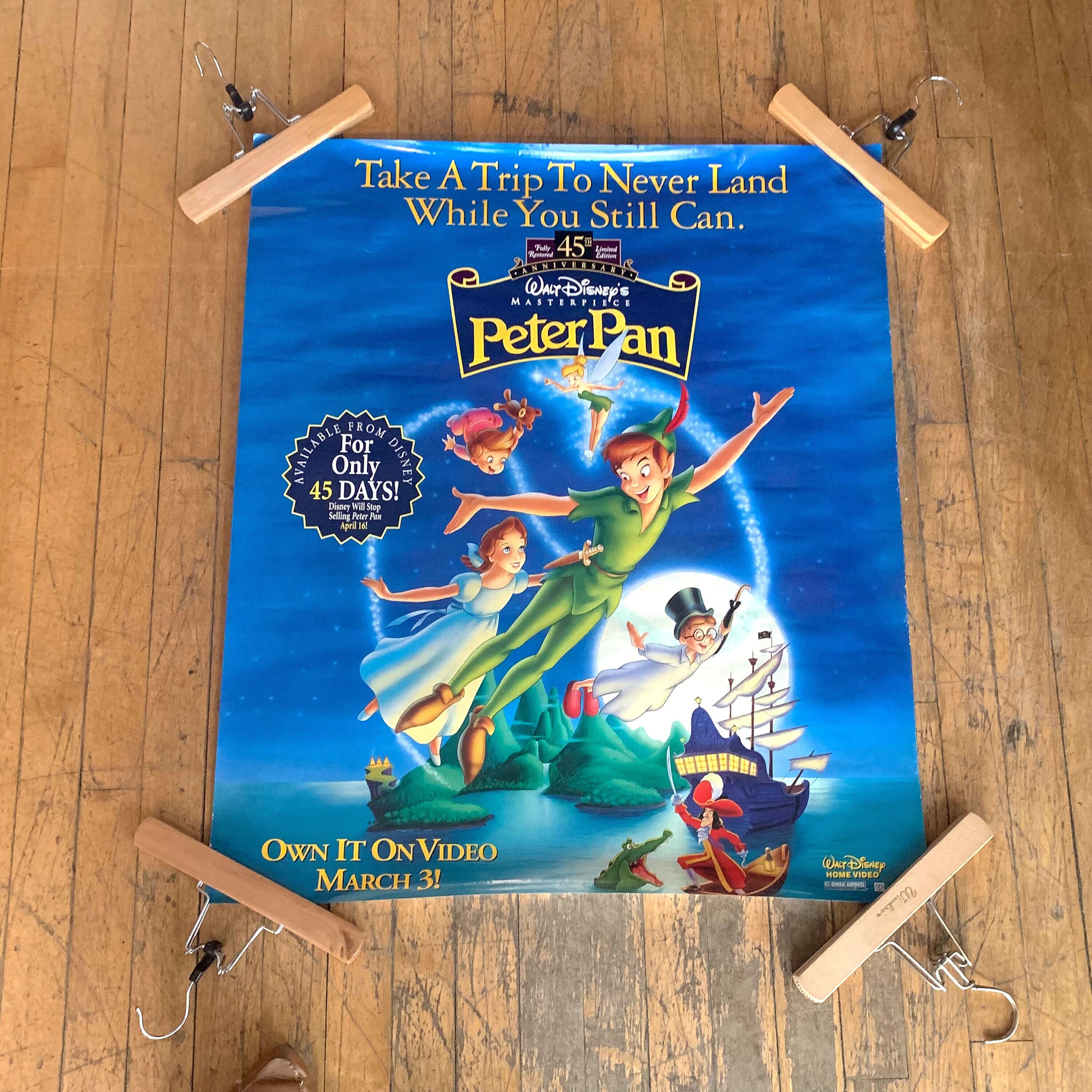 Vintage Walt Disney Peter Pan VHS 45th Anniversary Poster - Etsy
