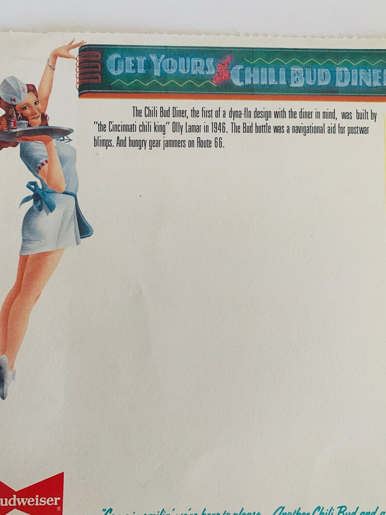 Vintage Budweiser Chilli Bud Diner Oversized Postcard