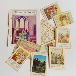 Vintage Collection of Religious Ephemera, Sunday School, Mixed Media Supplies