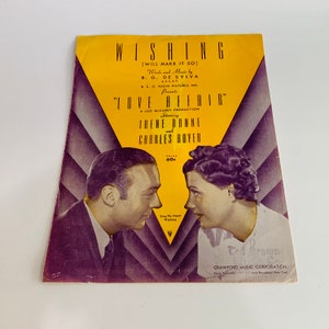 Vintage Sheet Music, Wishing, Will Make it So, Love Affair