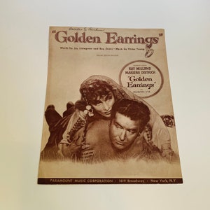 Vintage Sheet Music, Golden Earrings