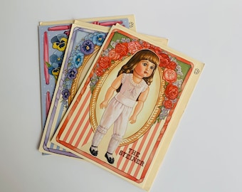 Vintage Trio of Peck Gandre Victorian Series Paper Doll Greeting Cards